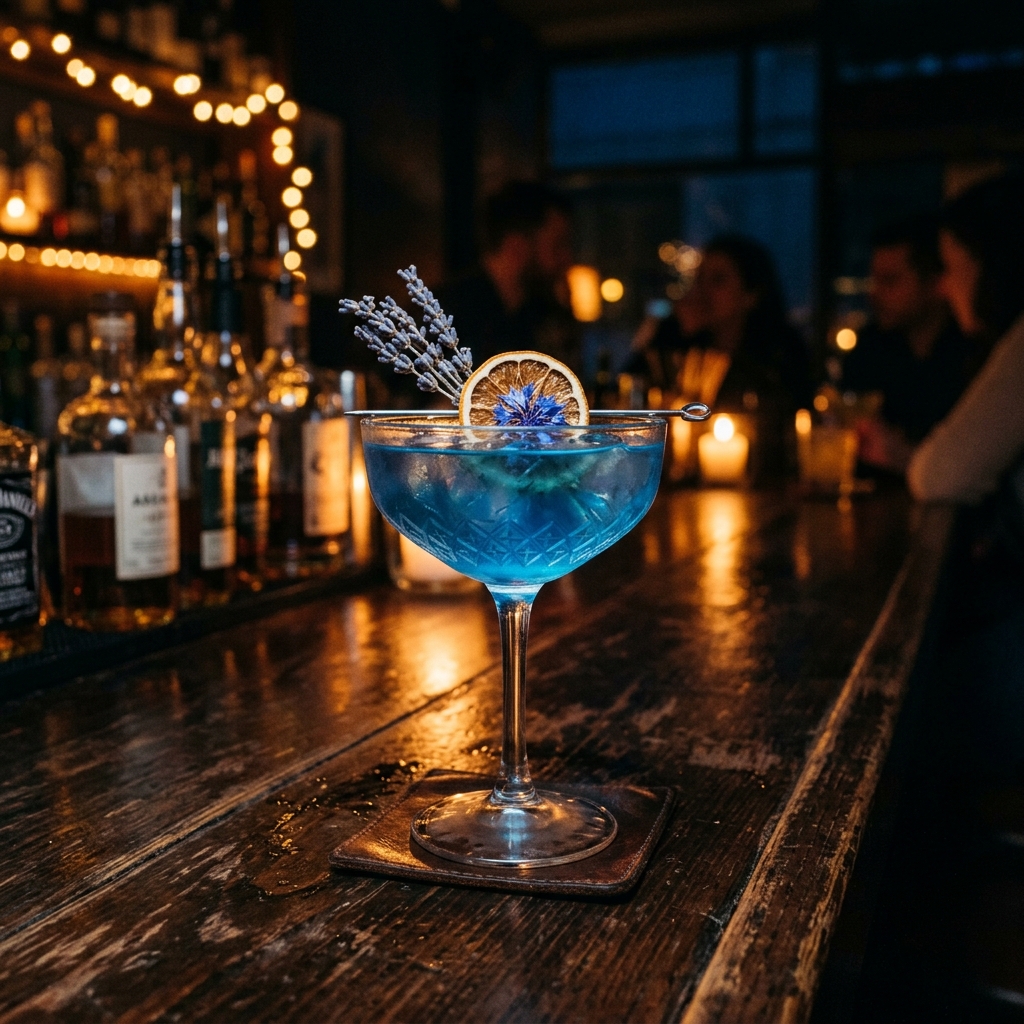 Blue storytelling cocktail
